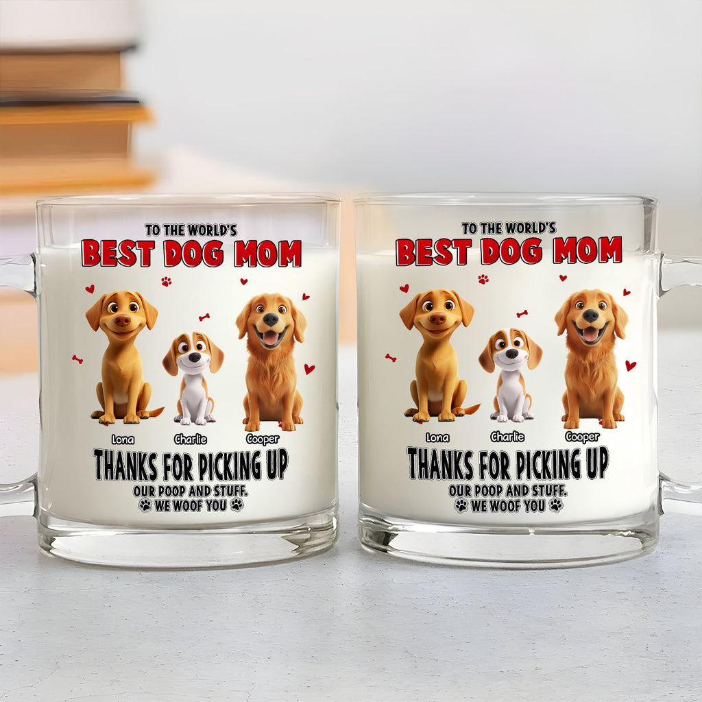 Custom Mother's Father's day Birthday Gifts For Dog Lovers • Thanks For Picking Up My Poo - Personalized Glass Mug