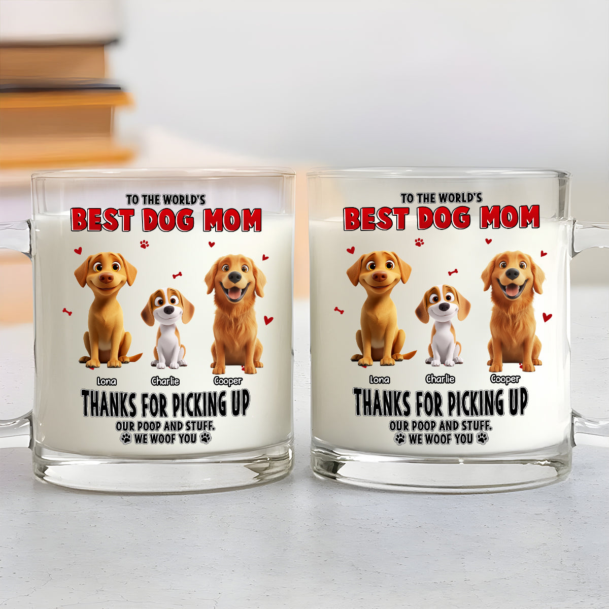 Custom Mother's Father's day Birthday Gifts For Dog Lovers • Thanks For Picking Up My Poo - Personalized Glass Mug