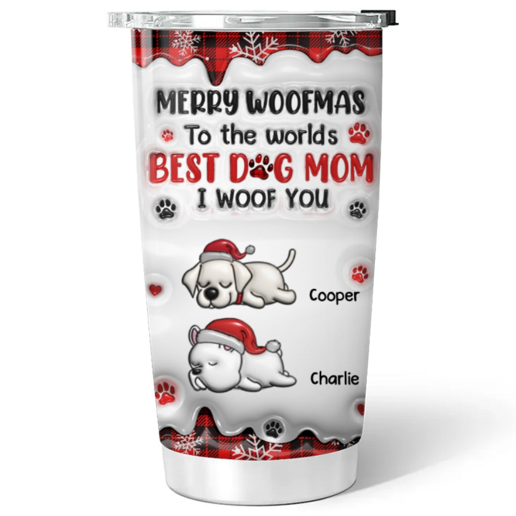 Custom Mother's day Birthday Gifts For Pet Mom, Pet Lovers • My Best Dog Mom In The World - Personalized 3D Inflated Effect Tumbler
