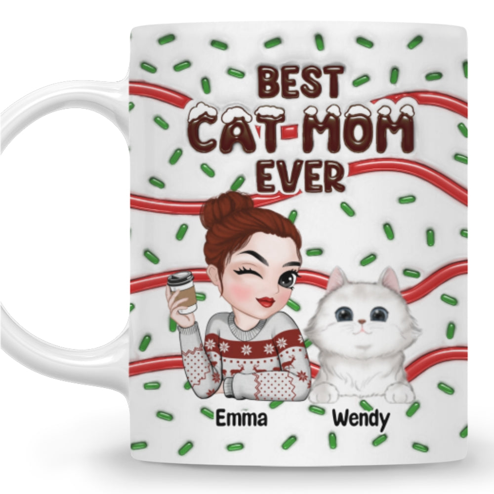 Custom Mother's day Birthday Gifts For Cat Mom, Cat Lovers • Best Cat Mom Cake - Personalized 3D Inflated Effect Mug