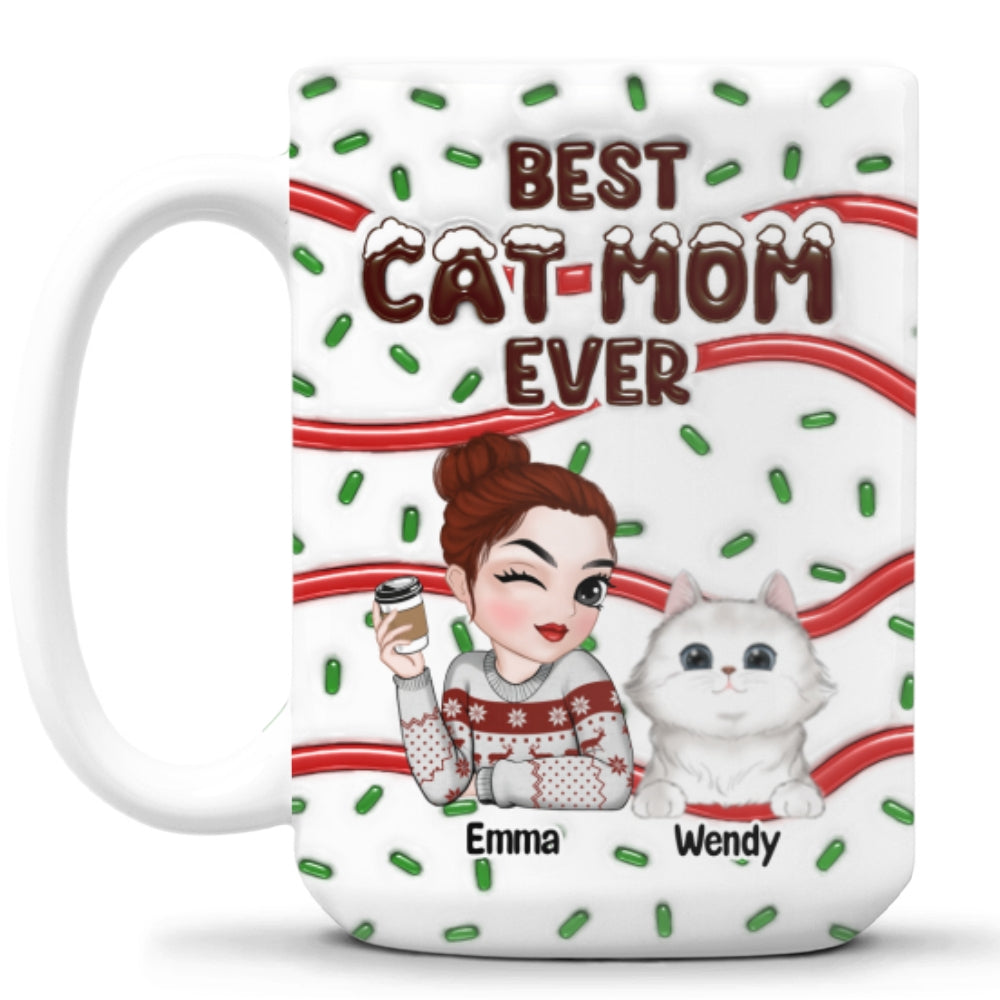 Custom Mother's day Birthday Gifts For Cat Mom, Cat Lovers • Best Cat Mom Cake - Personalized 3D Inflated Effect Mug