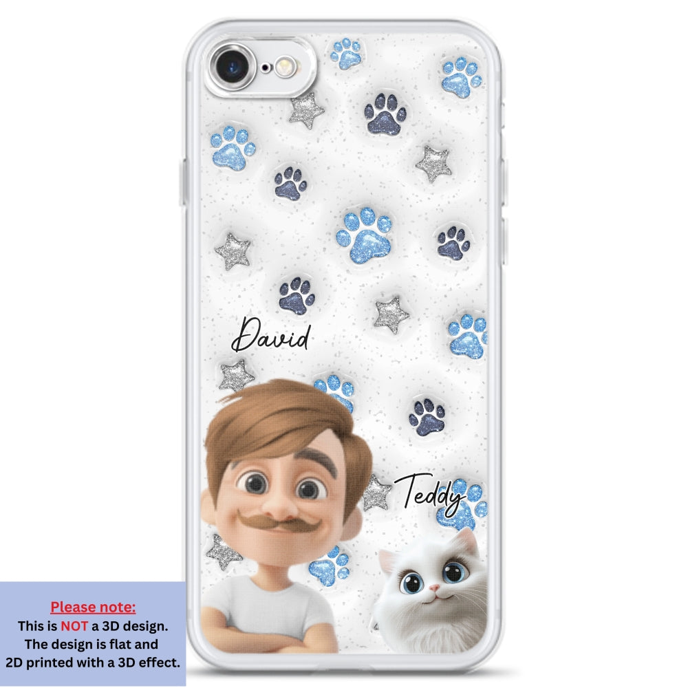 Cat Mom Dad Blue Star - Personalized 3D Inflated Effect Phone Case