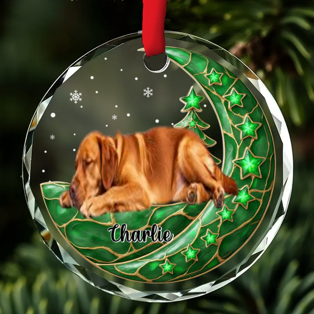 Custom Photo Keepsake Christmas Ornament • Beside Pearl Of You Photo - Personalized 3D Effect Glass Ornament