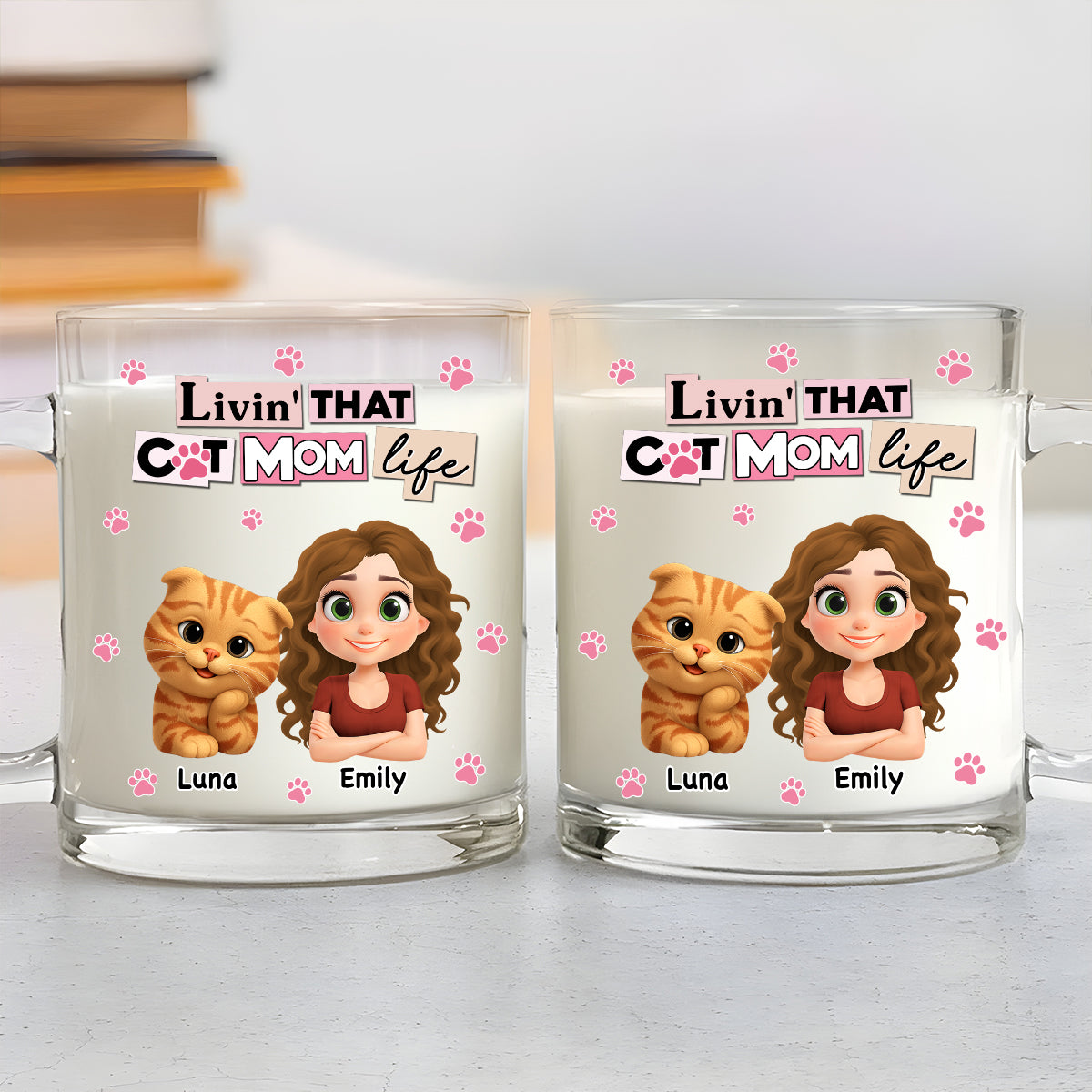 Custom Christmas Birthday Gifts For Cat Mom, Cat Lovers • Just A Cat Mom - Personalized Glass Mug