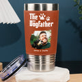 Custom Photo Christmas Birthday Gifts For Dog Dad, Dog Lovers • Cool Dog Father Photo - Personalized Leather Tumbler
