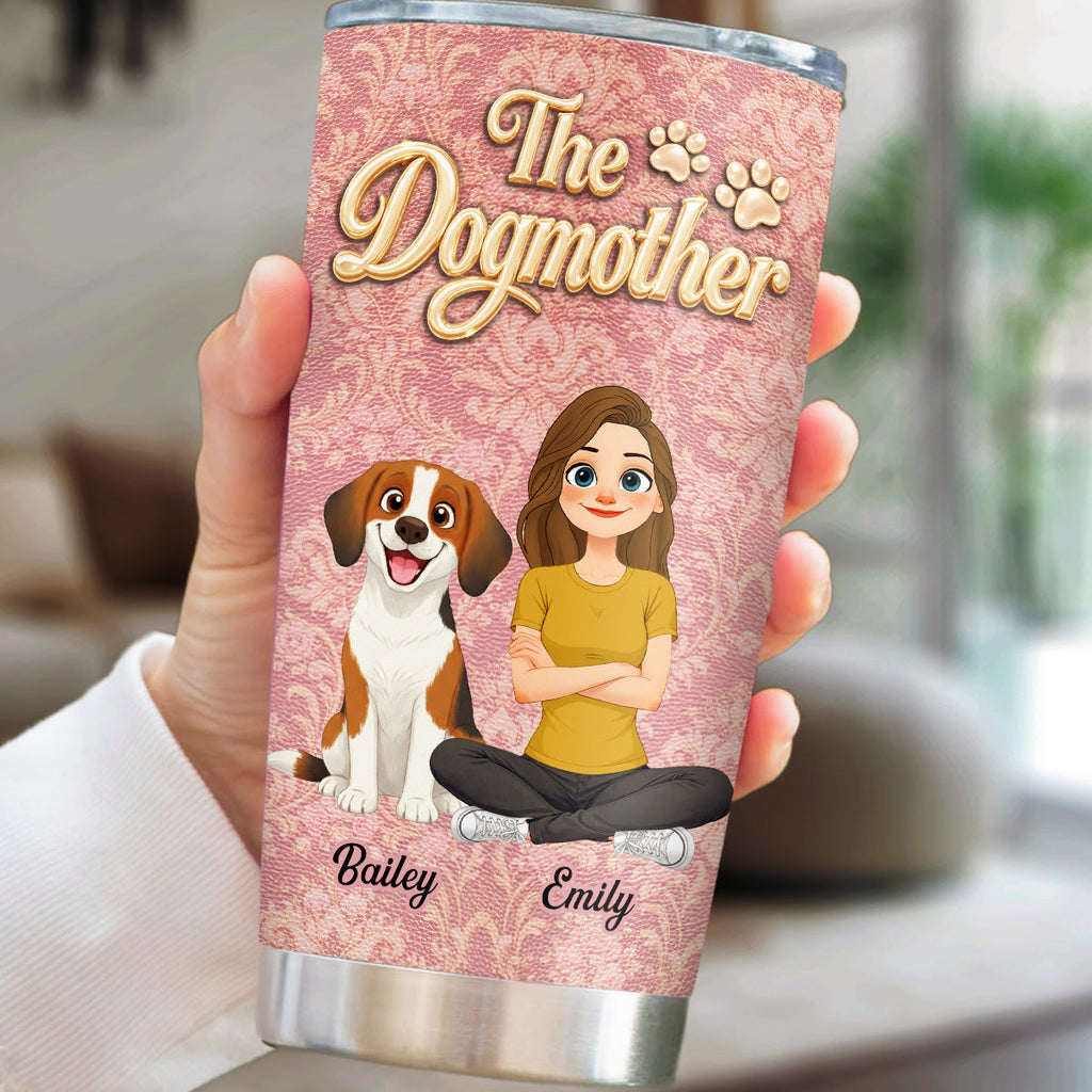Custom Christmas Birthday Gifts For Dog Mom, Dog Lovers • Dog Mother Of The Year - Personalized 3D Effect Tumbler
