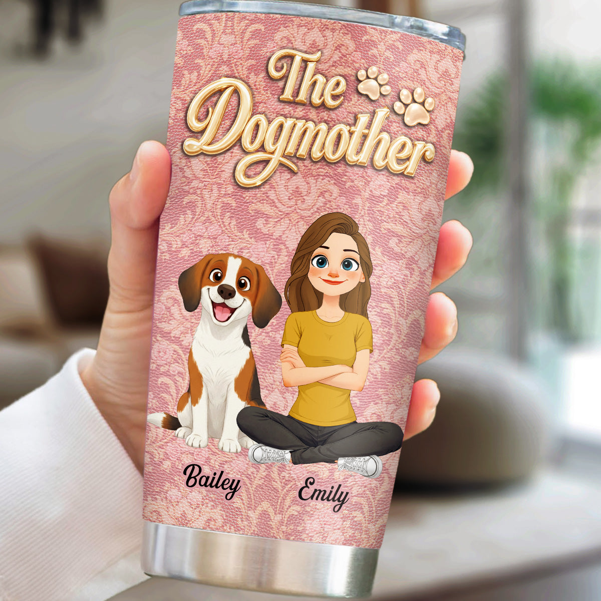 Custom Christmas Birthday Gifts For Dog Mom, Dog Lovers • Dog Mother Of The Year - Personalized 3D Effect Tumbler
