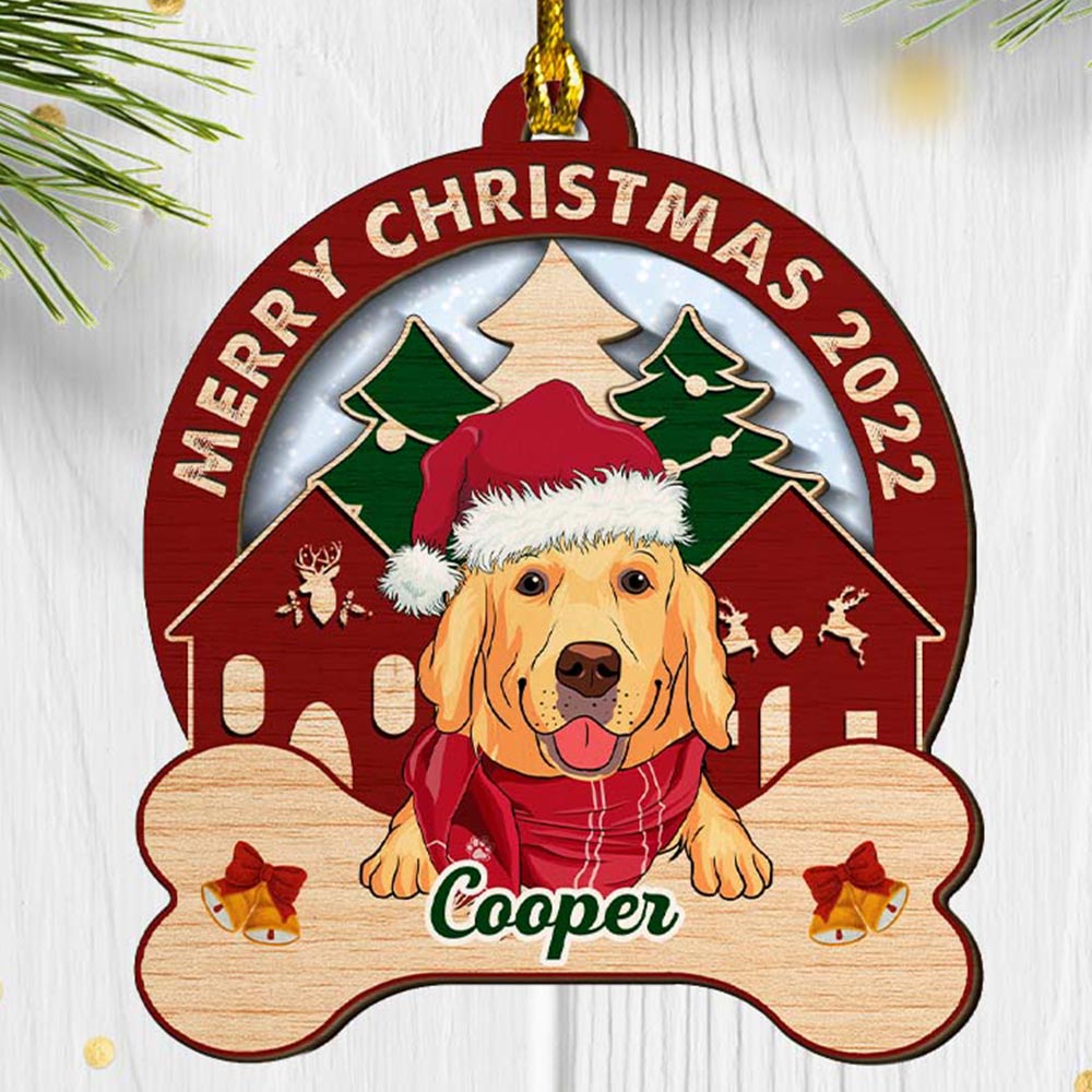 Custom Christmas Decor Home Birthday Gifts For Dog Lovers • Dog Snow House - Personalized 2-layered Wood Ornament