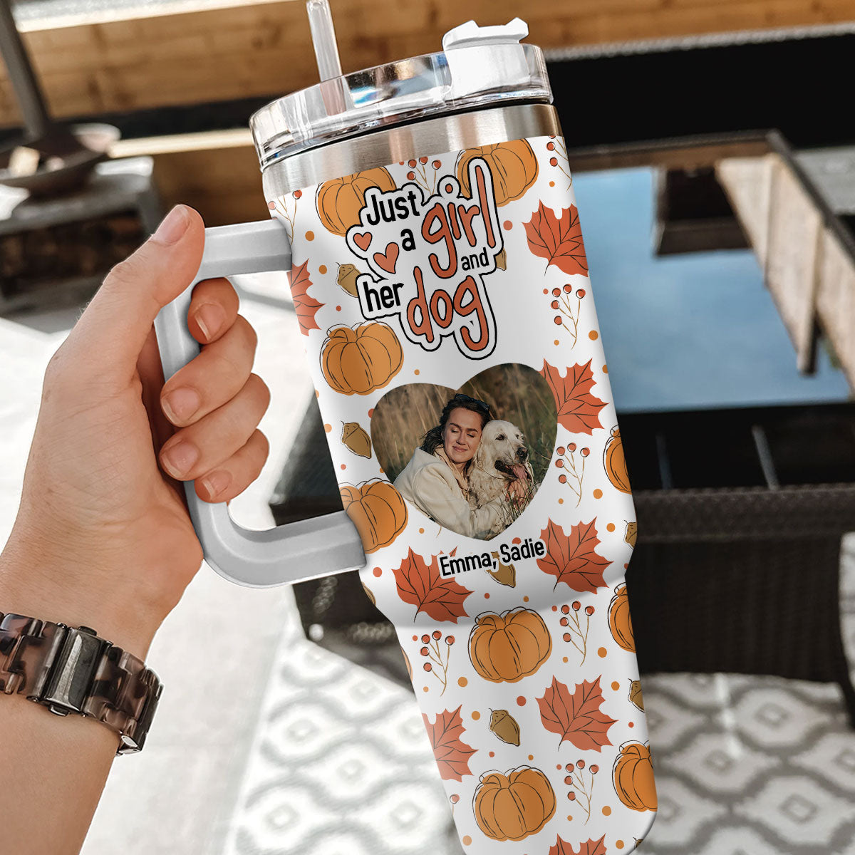 Custom Photo Christmas Birthday Gifts For Dog Mom, Dog Lovers • Falling For You Photo - Personalized Tumbler