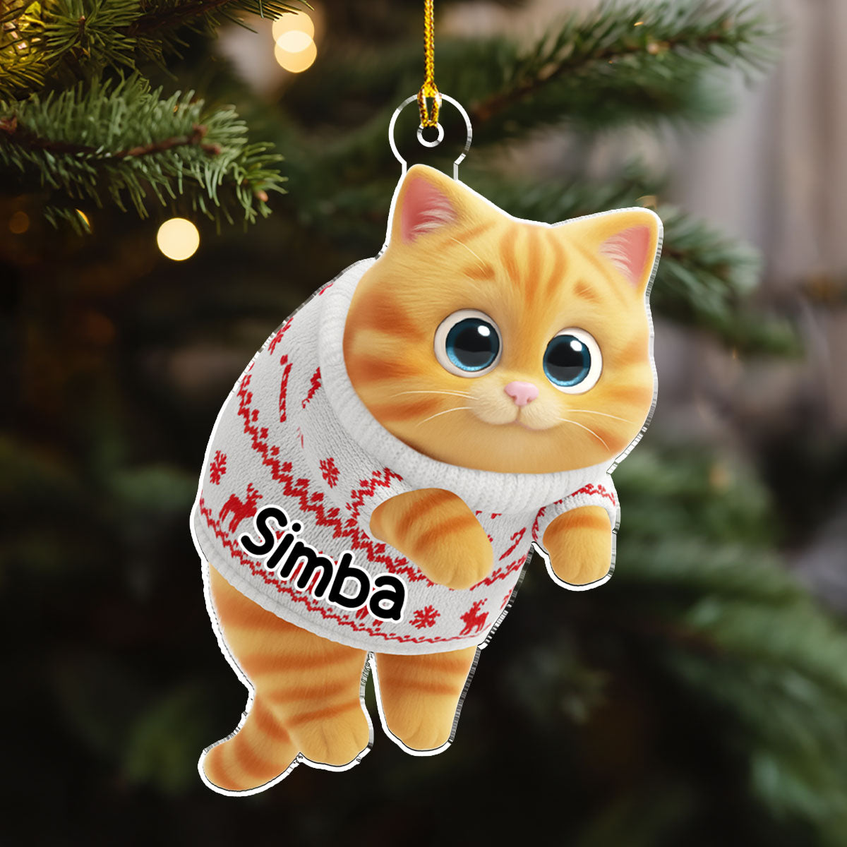 Custom Christmas Decor Home Birthday Gifts For Cat Mom, Cat Lovers • Hanging Cat Cartoonize - Personalized Acrylic Ornament