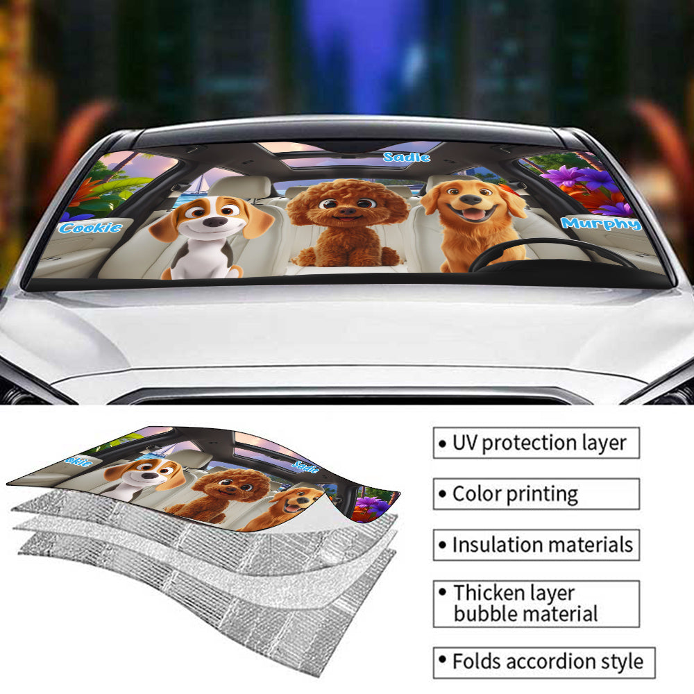 Custom Christmas Birthday Gifts Car Accessories for Dog Parents • Let Us Hang Out - Personalized Car Sunshade