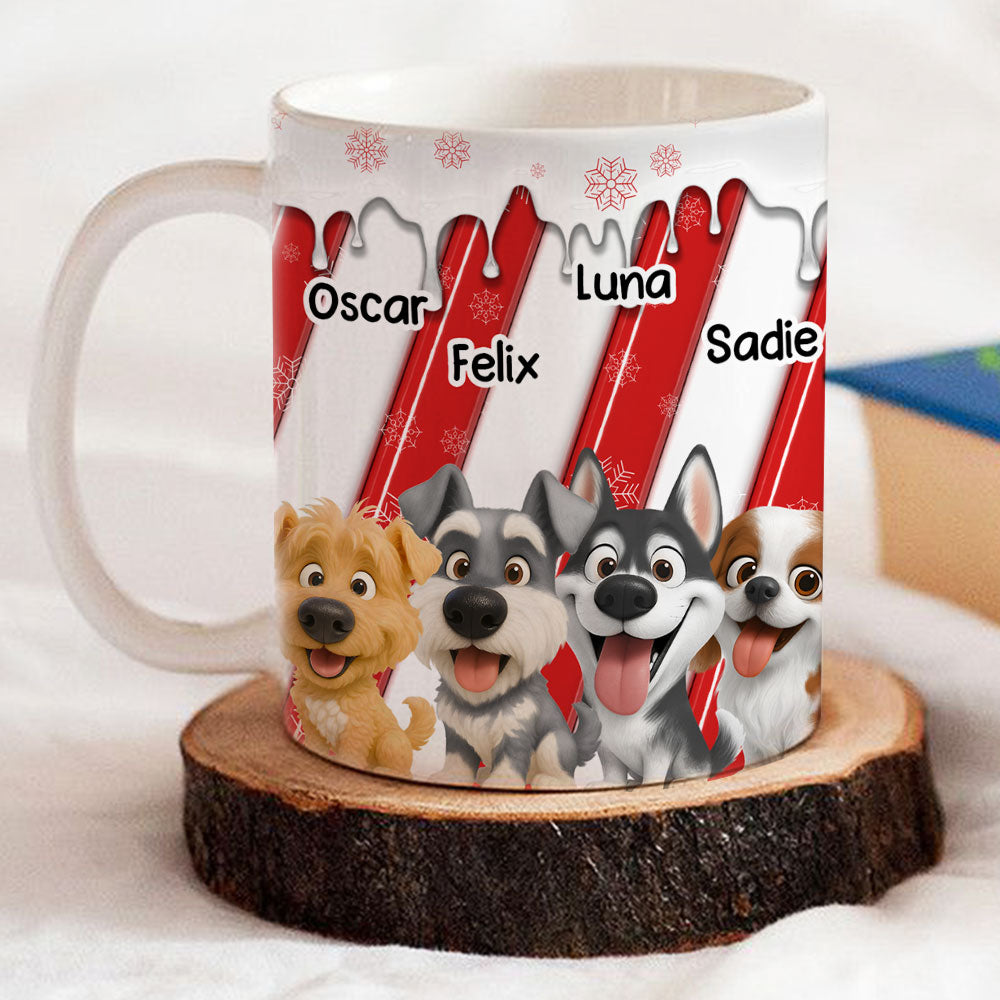 Custom Christmas Birthday Gifts For Dog Lovers • Candy Cartoon Dog - Personalized 3D Inflated Effect Coffee Mug
