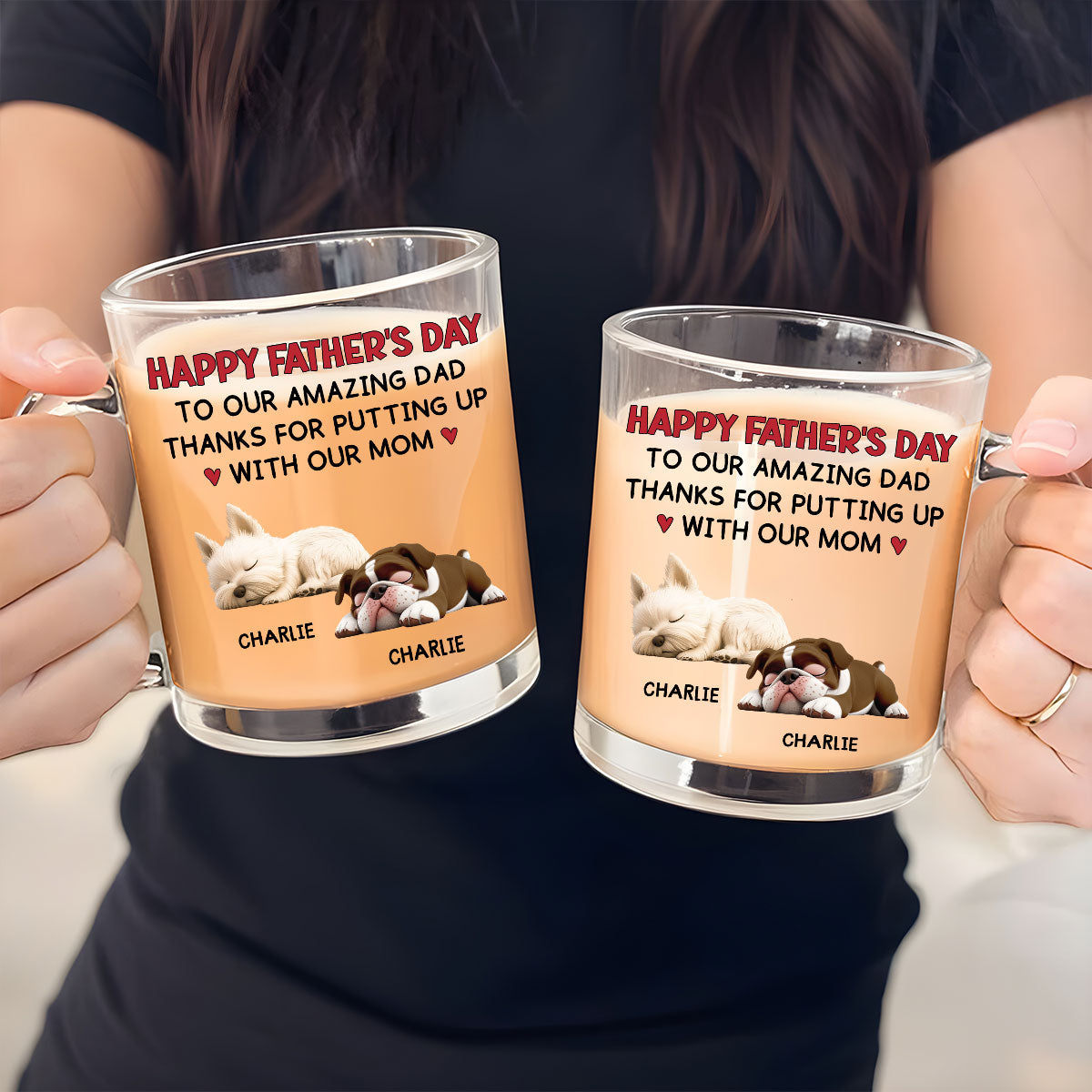Custom Father's day Birthday Gifts For Dog Dad, Dog Lovers • Putting Up With - Personalized Glass Mug