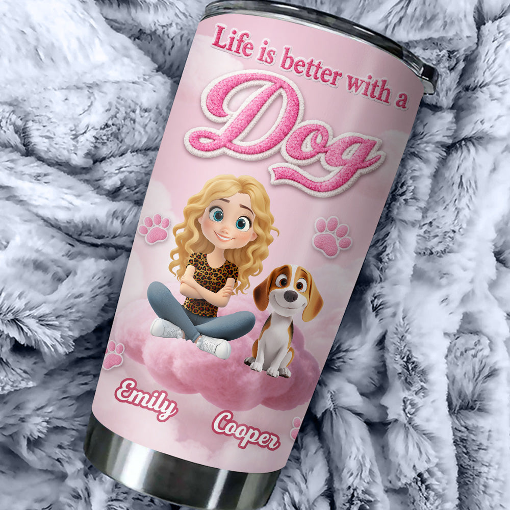 Custom Christmas Birthday Gifts For Dog Mom, Dog Lovers • Paws Make Life Better - Personalized 3D Inflated Effect Tumbler