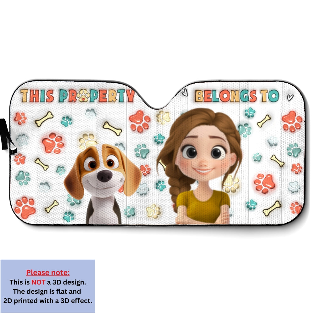 Custom Christmas Birthday Gifts Car Accessories for Dog Parents • Belongs To Us - Personalized 3D Inflated Effect Car Sunshade