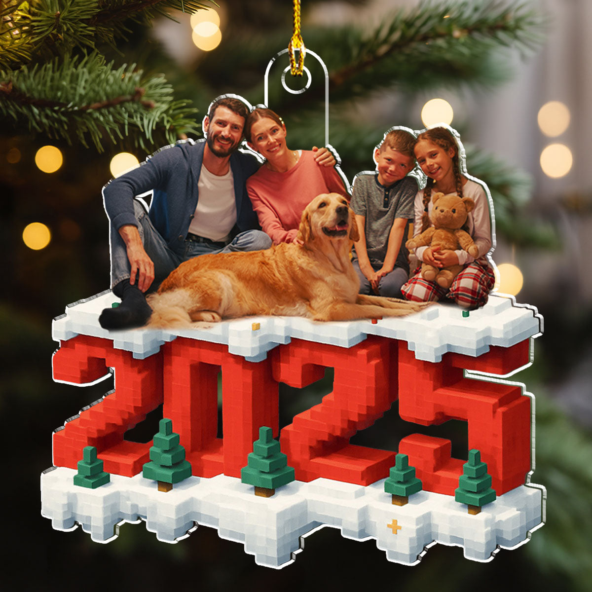All Of Us In This Year Photo - Personalized 3D Effect Acrylic Ornament