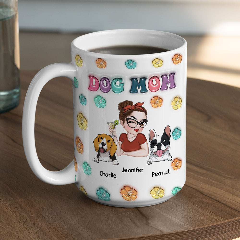Custom Mother's day Birthday Gifts For Dog Mom, Dog Lovers • Dog Mom Summer - Personalized 3D Inflated Effect Mug