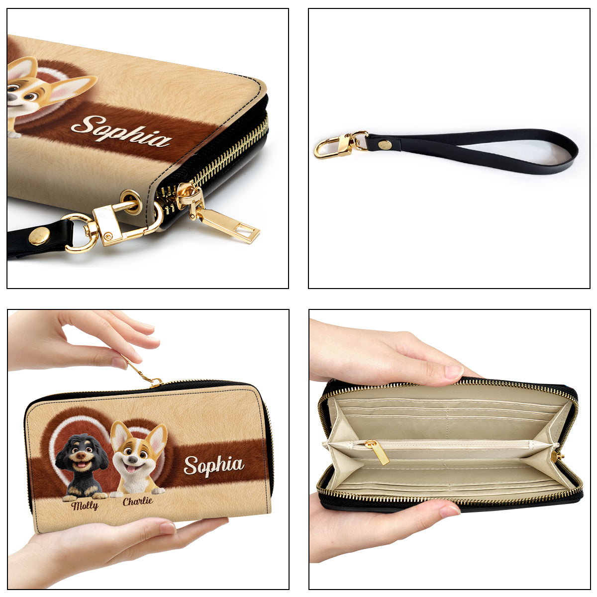 Funny Stuffy Dogs - Personalized Leather Wallet