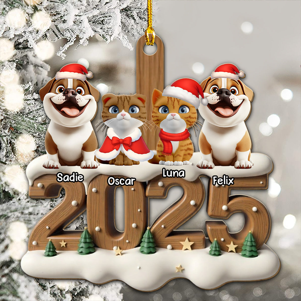 Custom Christmas Decor Home Birthday Gifts For Pet Lovers • Only Them This Year - Personalized 3D Effect Wood Ornament