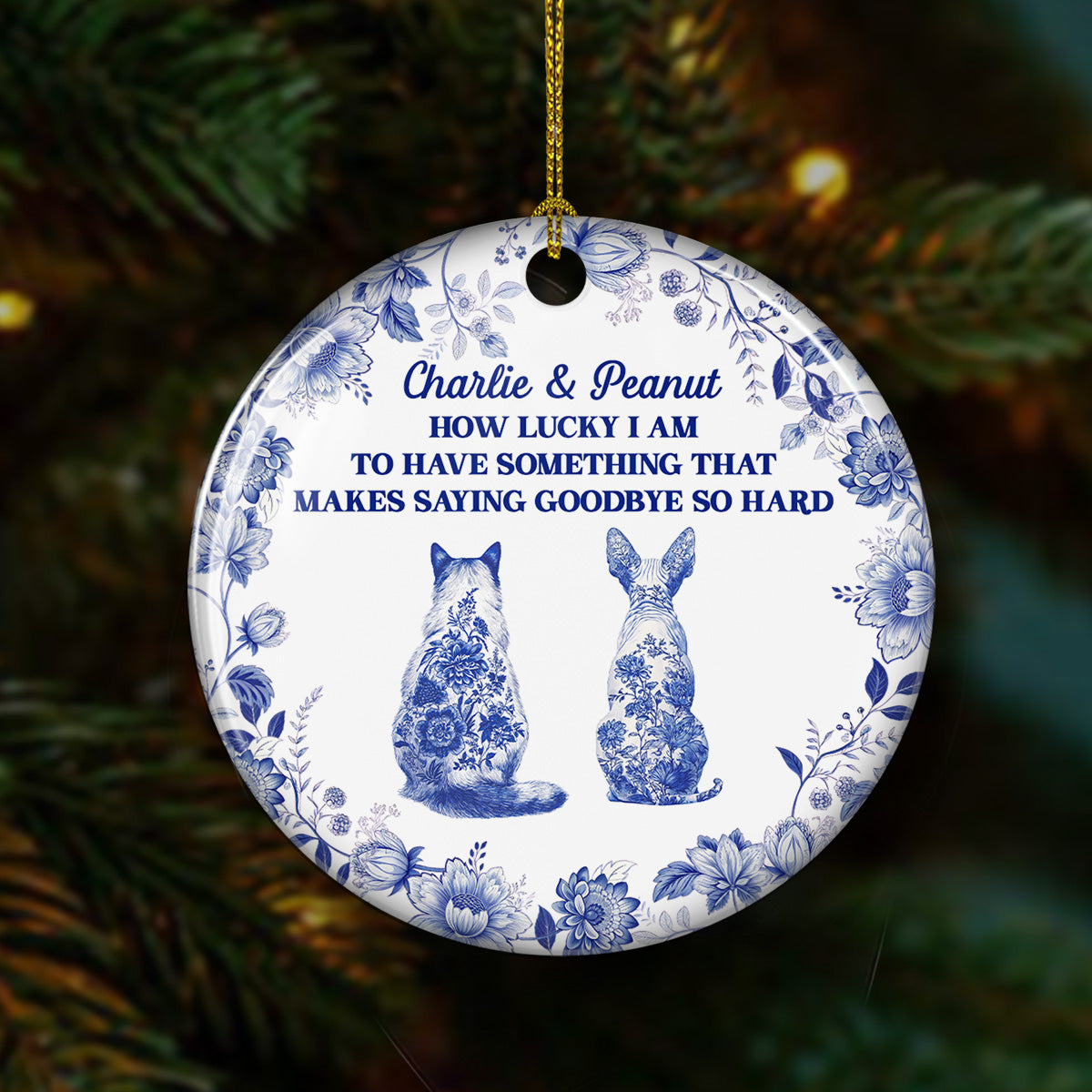 Custom Christmas Decor Home Birthday Gifts For Cat Lovers • Hard To Say - Personalized Ceramic Ornament