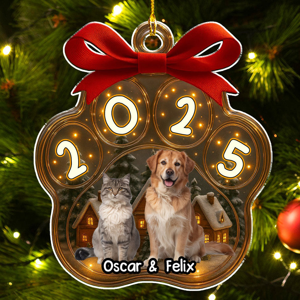 Custom Christmas Decor Home Birthday Gifts For Pet Mom, Pet Lovers • Snow All Over Here Photo - Personalized 3D Inflated Effect Acrylic Ornament