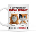 Custom Christmas Birthday Gifts For Cat Lovers • Happy Human Servant - Personalized Coffee Mug