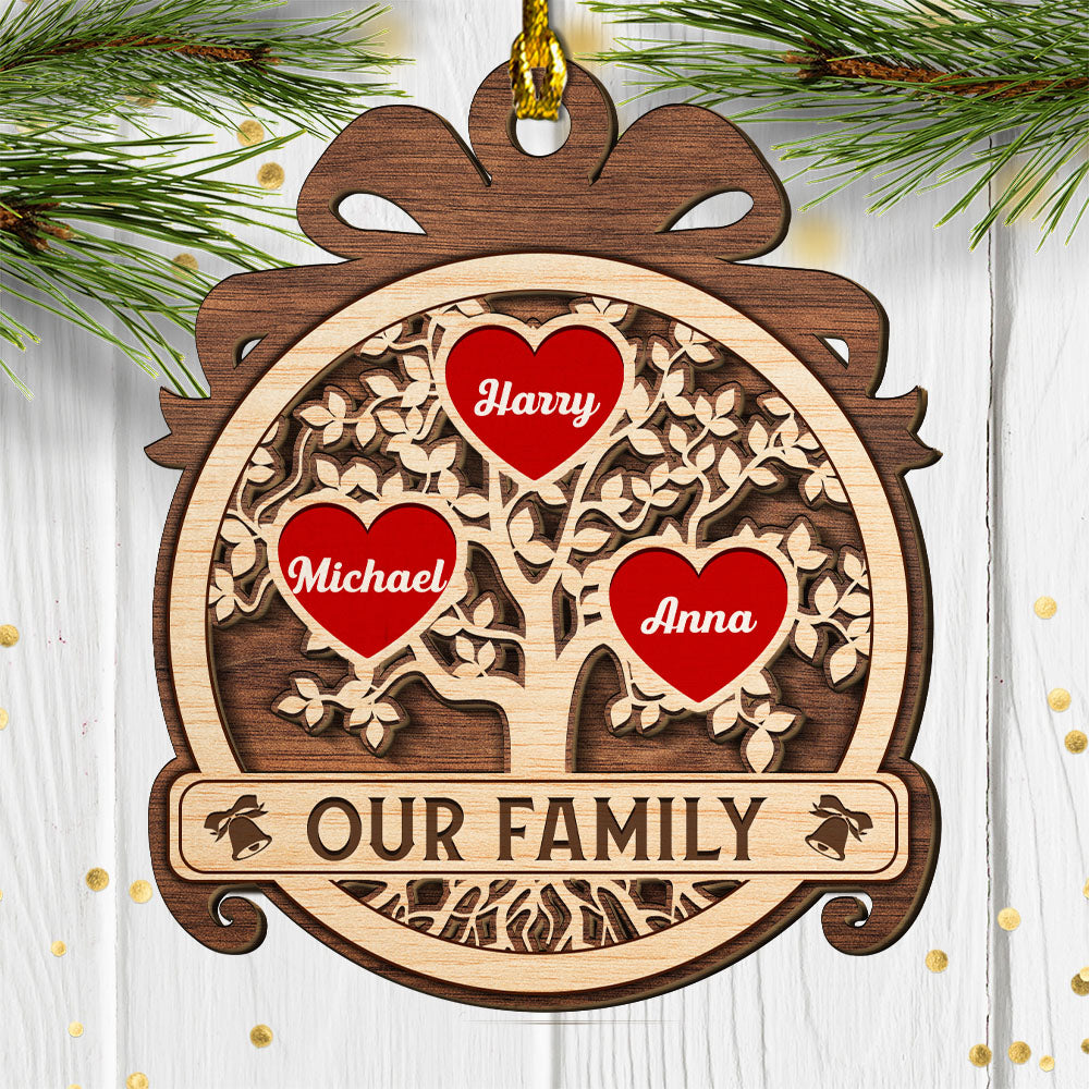 Family Tree - Personalized 2-layered Wood Ornament