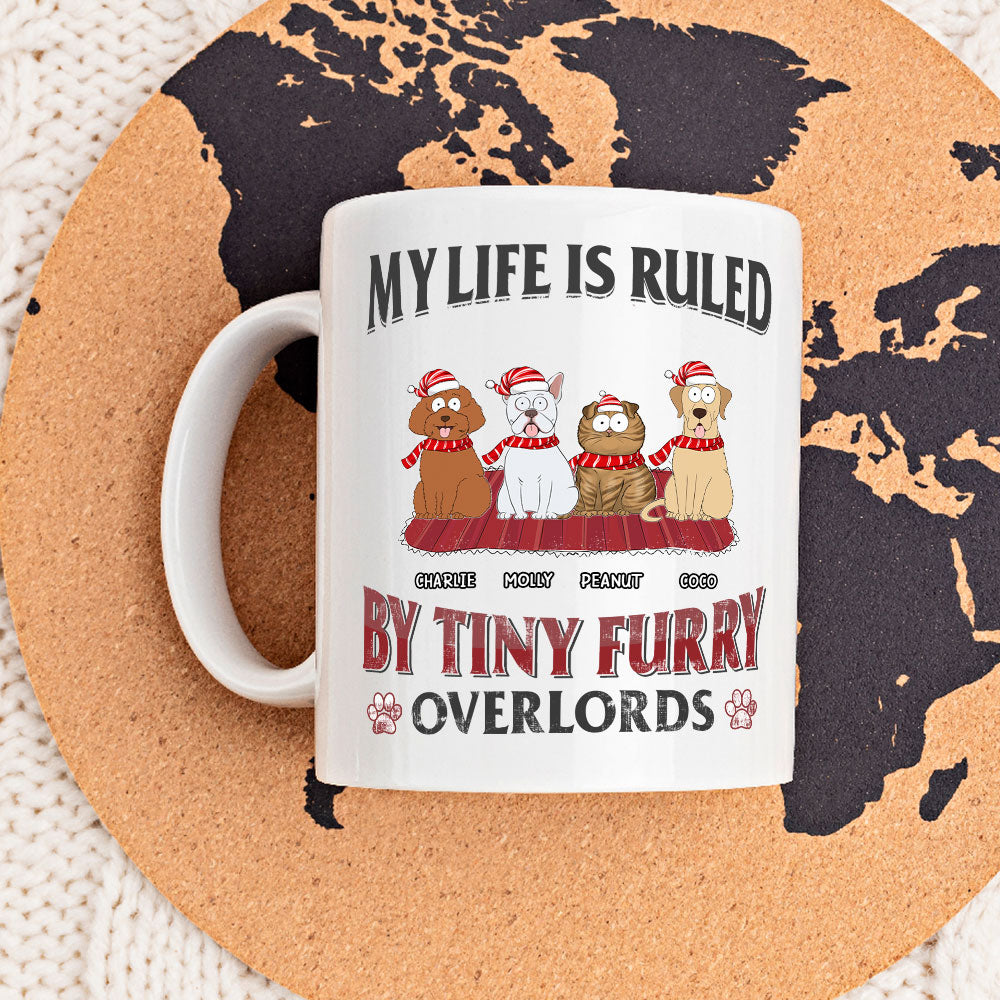 Custom Photo Mother's day Birthday Gifts For Cat Mom, Cat Lovers • Tiny Furry Overlords - Personalized Coffee Mug