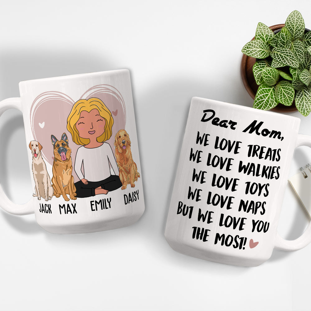 Custom Christmas Birthday Gifts For Dog Lovers • Love You The Most - Personalized Coffee Mug