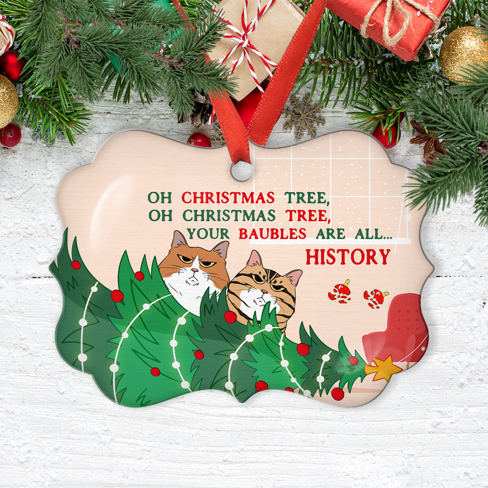 Custom Christmas Decor Home Birthday Gifts For Cat Lovers • Oh Christmas Tree - Personalized Aluminum Ornament