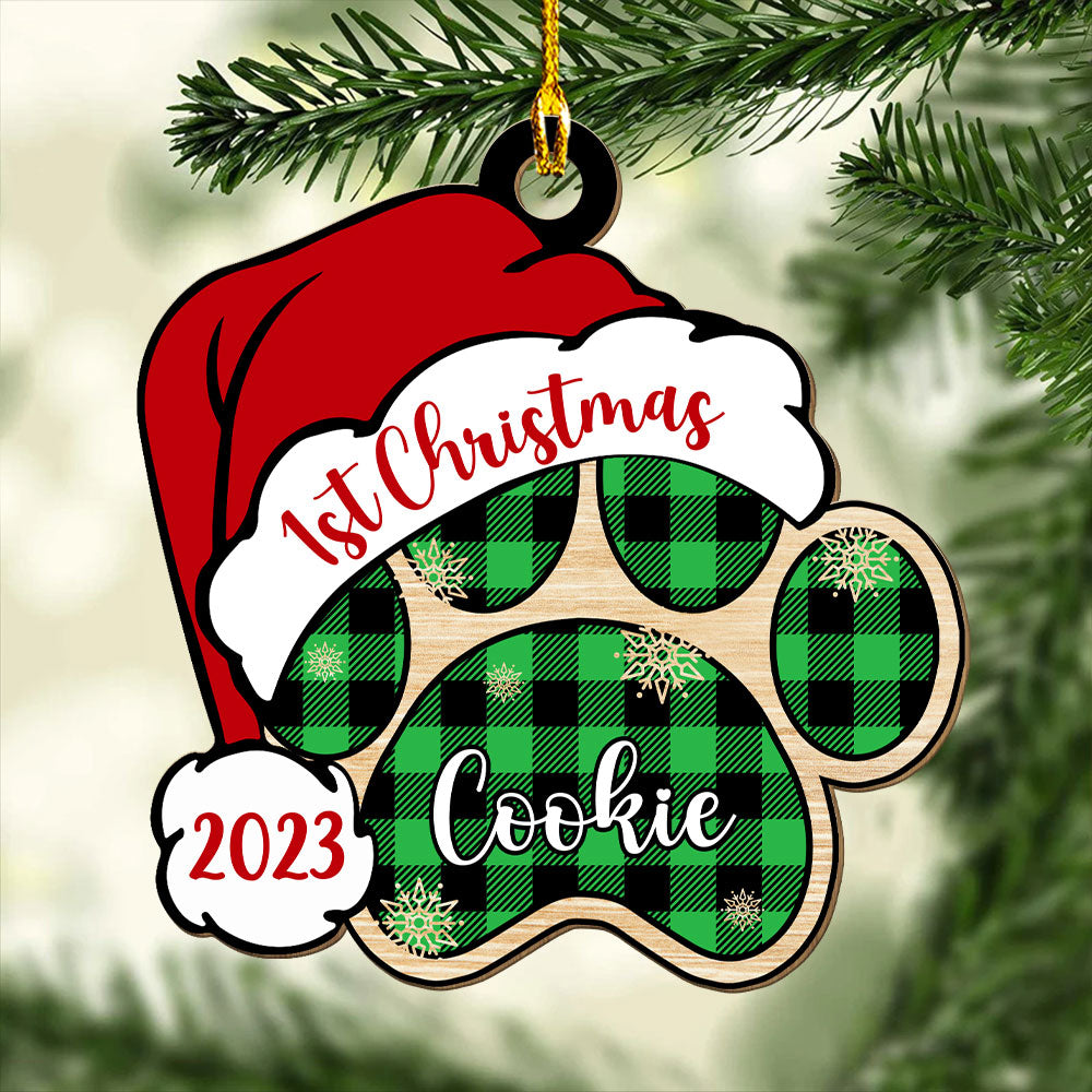 Santa Paw - Personalized 1-layered Wood Ornament
