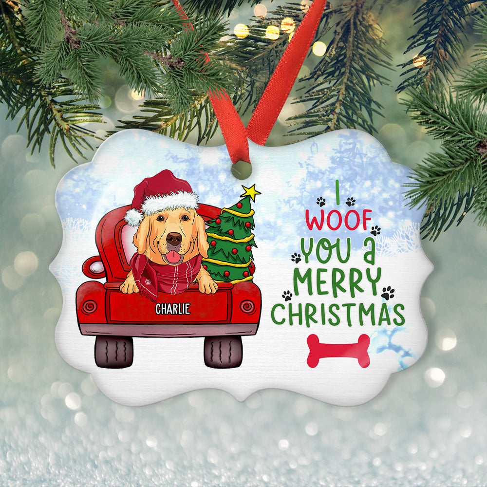 Woof You Merry Christmas - Personalized Aluminum Ornament