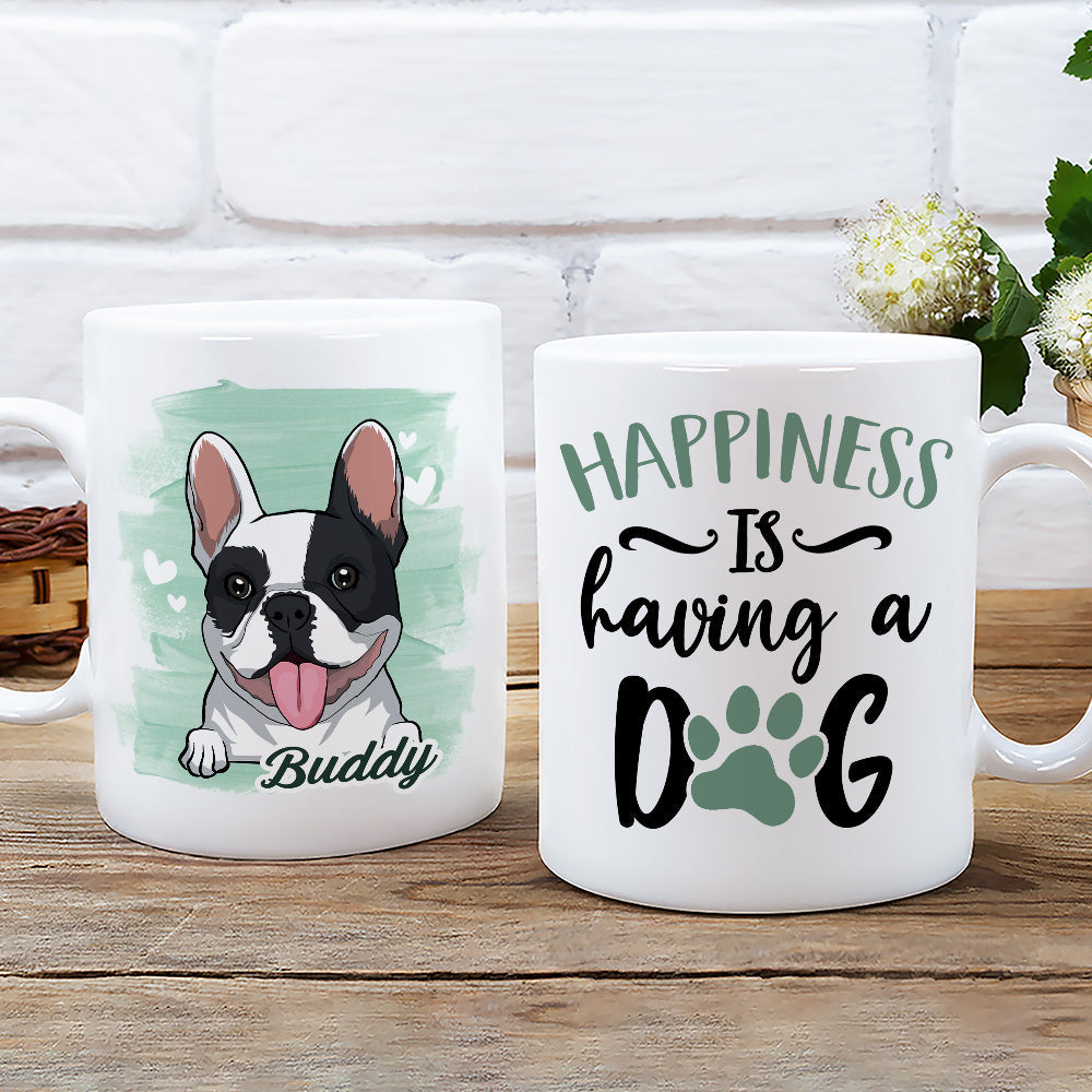 Custom Christmas Birthday Gifts For Dog Lovers • Happiness Is Having A Dog - Personalized Coffee Mug