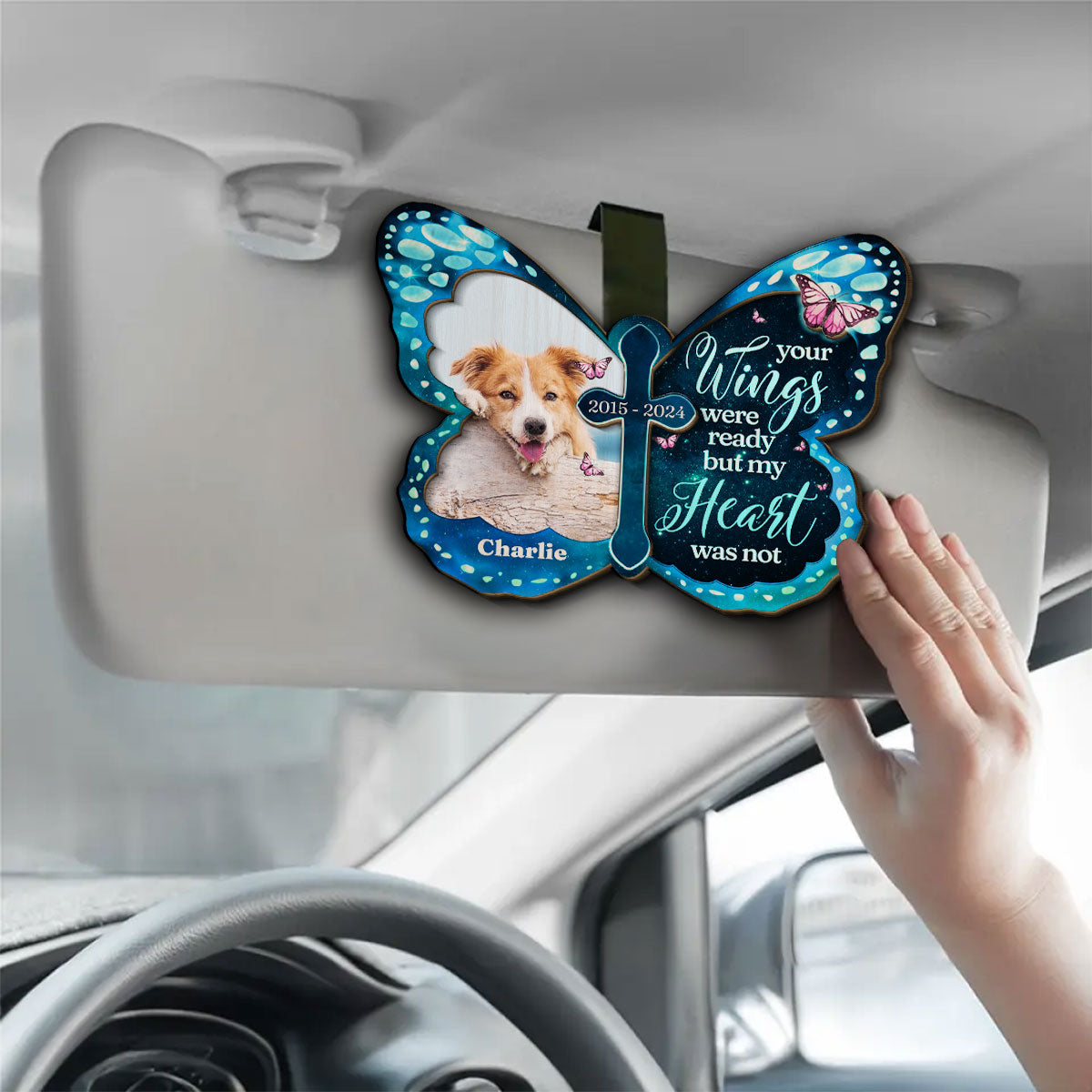 Always Beside You Ver Pet - Personalized Car Visor Clip