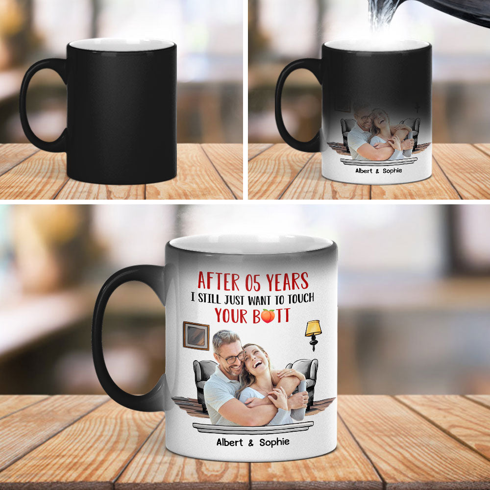 Custom Photo Christmas Birthday Gifts For Dog Lovers • Touch Your Butt - Personalized Color Changing Mug