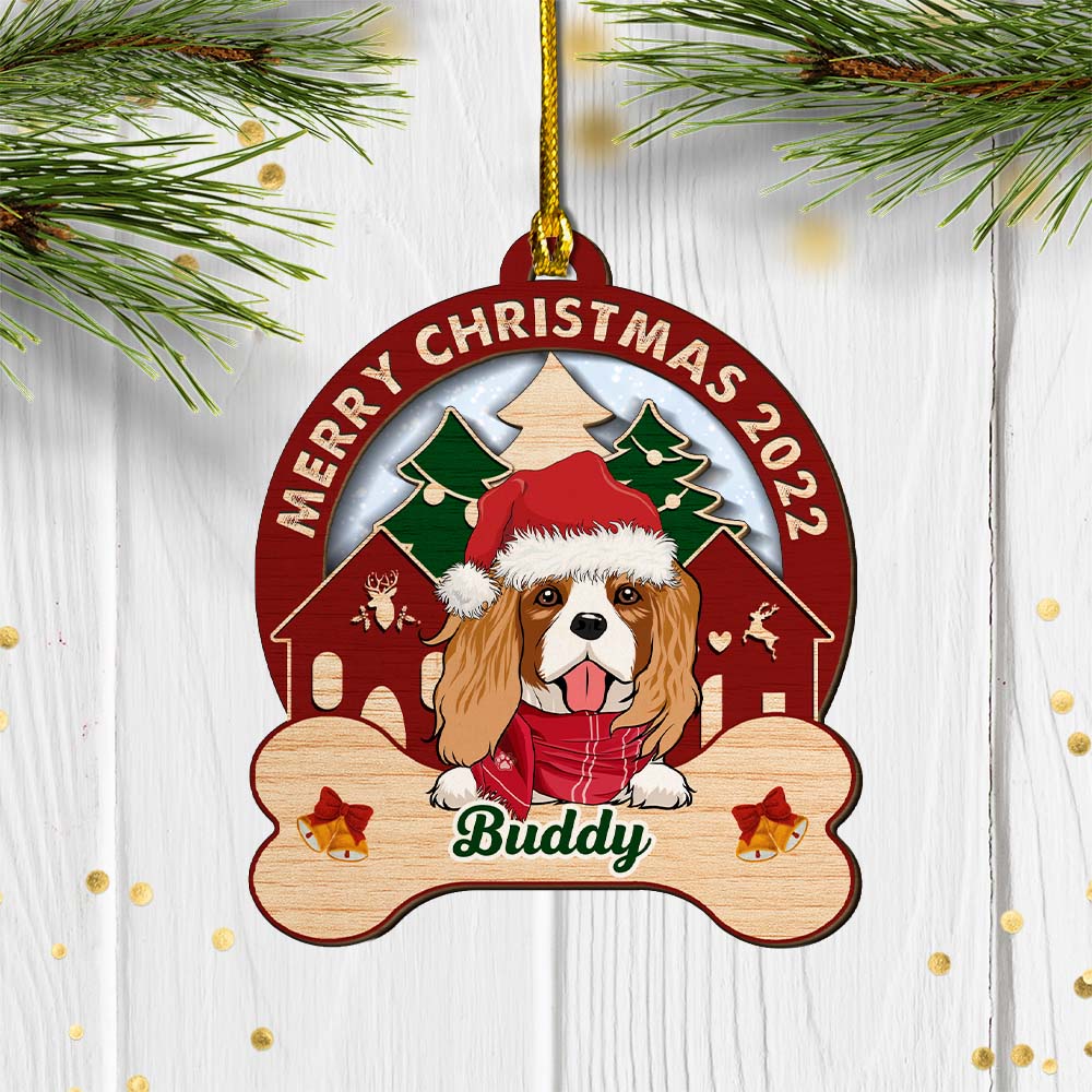 Custom Christmas Decor Home Birthday Gifts For Dog Lovers • Dog Snow House - Personalized 2-layered Wood Ornament