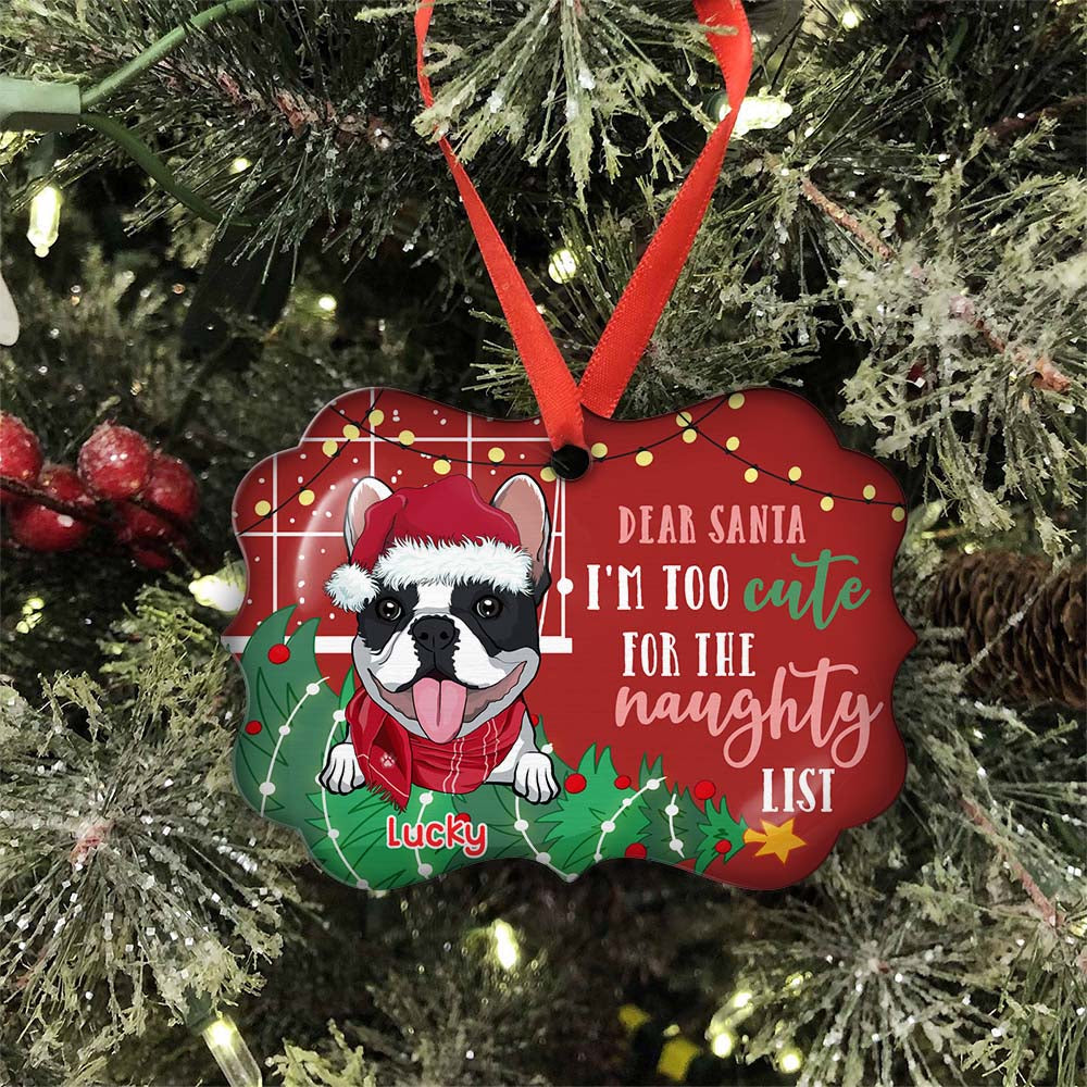 Too Cute For The Naughty List - Personalized Aluminum Ornament