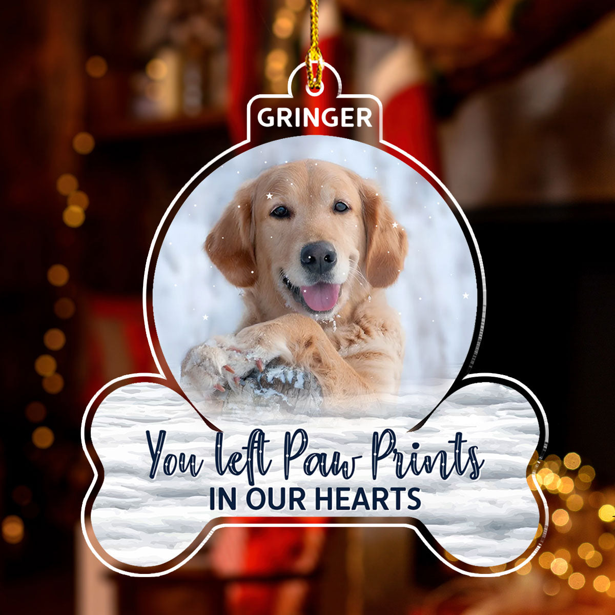 Custom Christmas Memorial Sympathy Gifts For Dogs, Cats • Forever In My Heart - Personalized Acrylic Ornament
