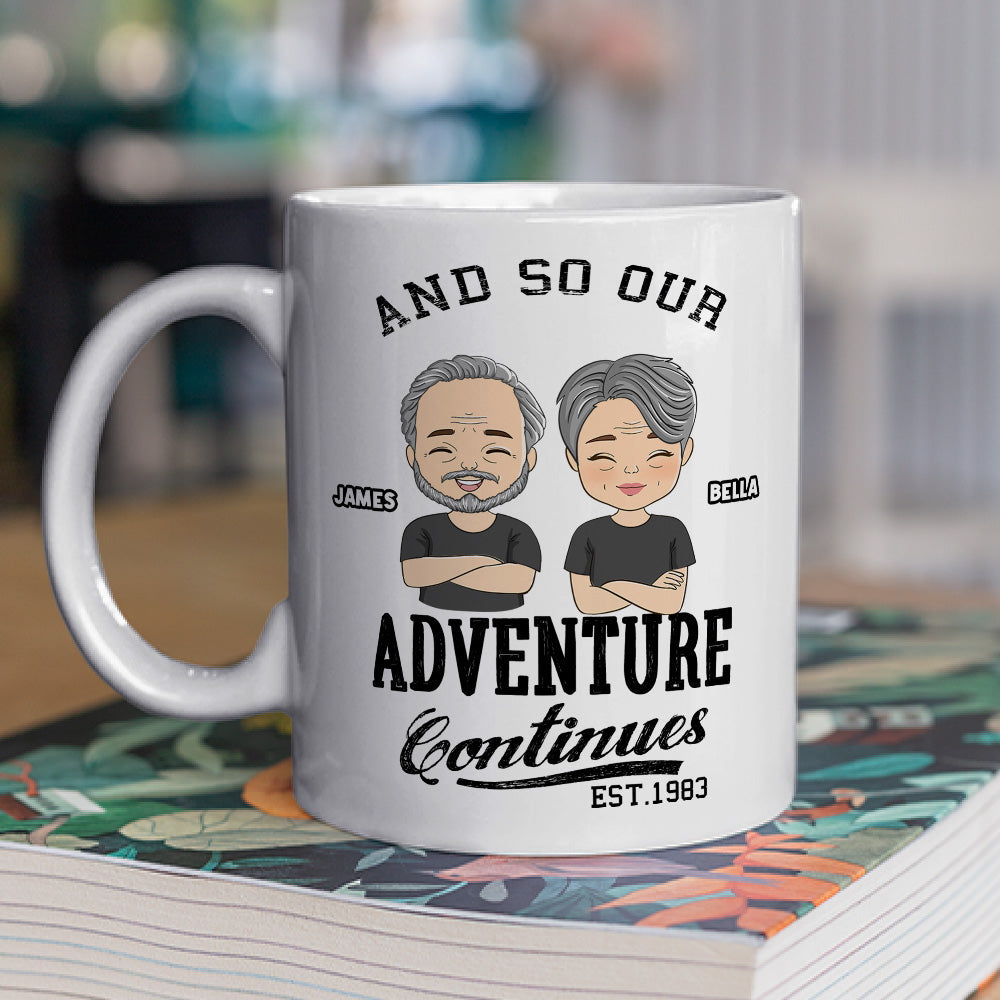 The Adventure Continues - Personalized Coffee Mug