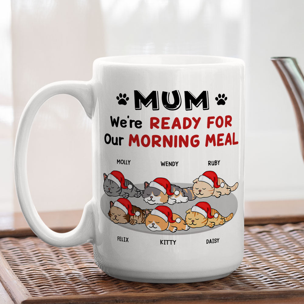 Custom Photo Mother's day Birthday Gifts For Cat Mom, Cat Lovers • Ready For Morning Meal - Personalized Coffee Mug