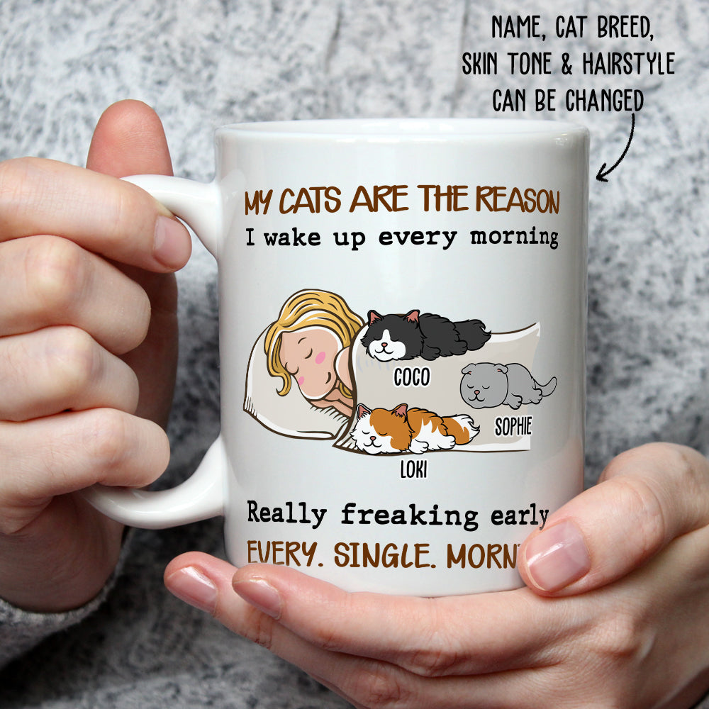 Custom Mother's day Birthday Gifts For Cat Mom, Cat Lovers • My Cat Is The Reason - Personalized White Coffee Mug