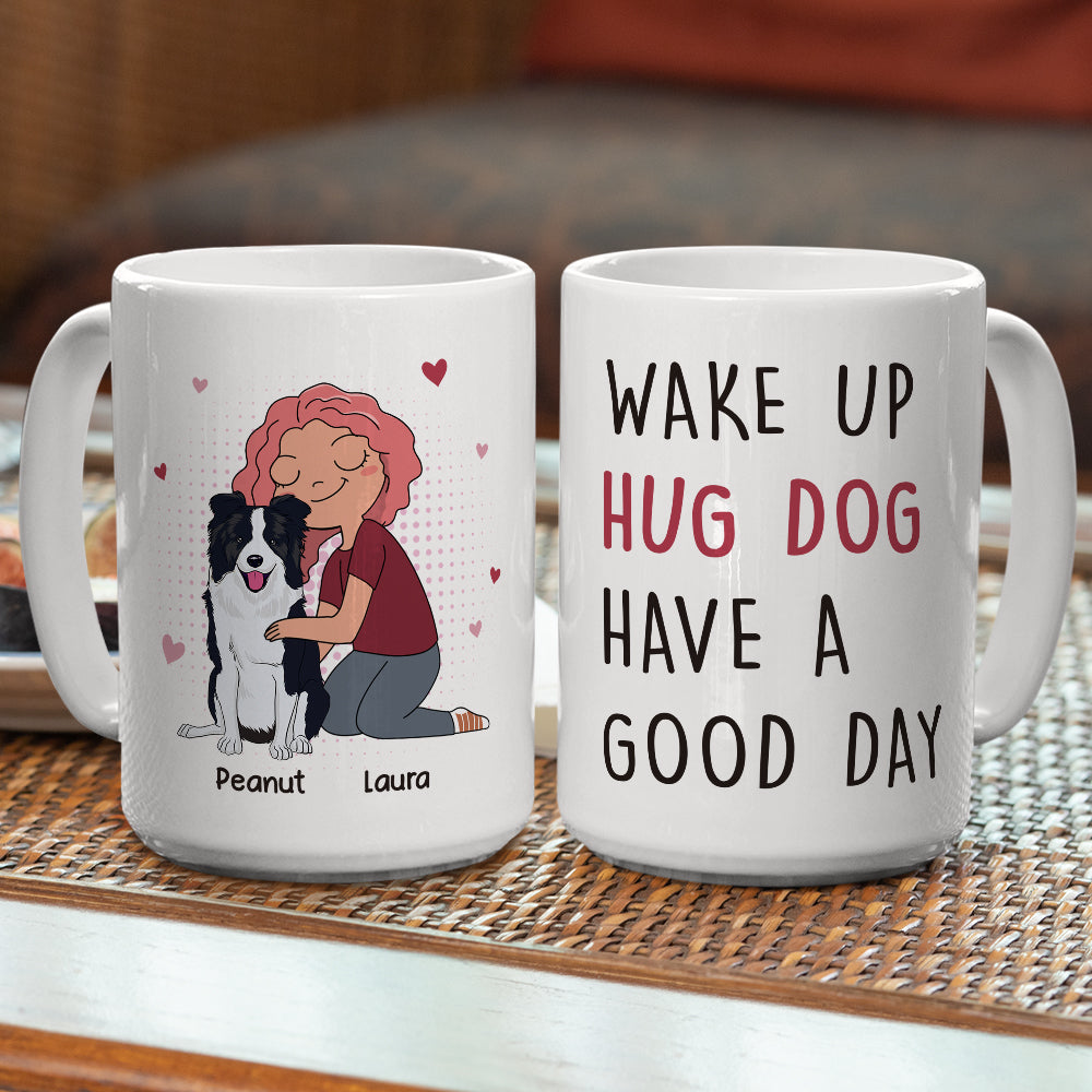 Custom Mother's day Birthday Gifts For Dog Mom, Dog Lovers • Hug Dog - Personalized Coffee Mug