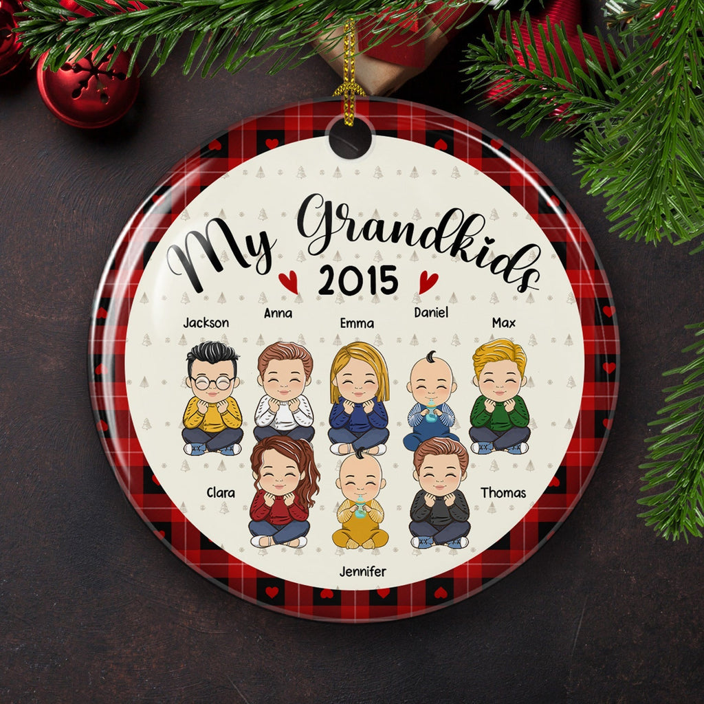 My Lovely Grandkids - Personalized Circle Ceramic Christmas Ornament