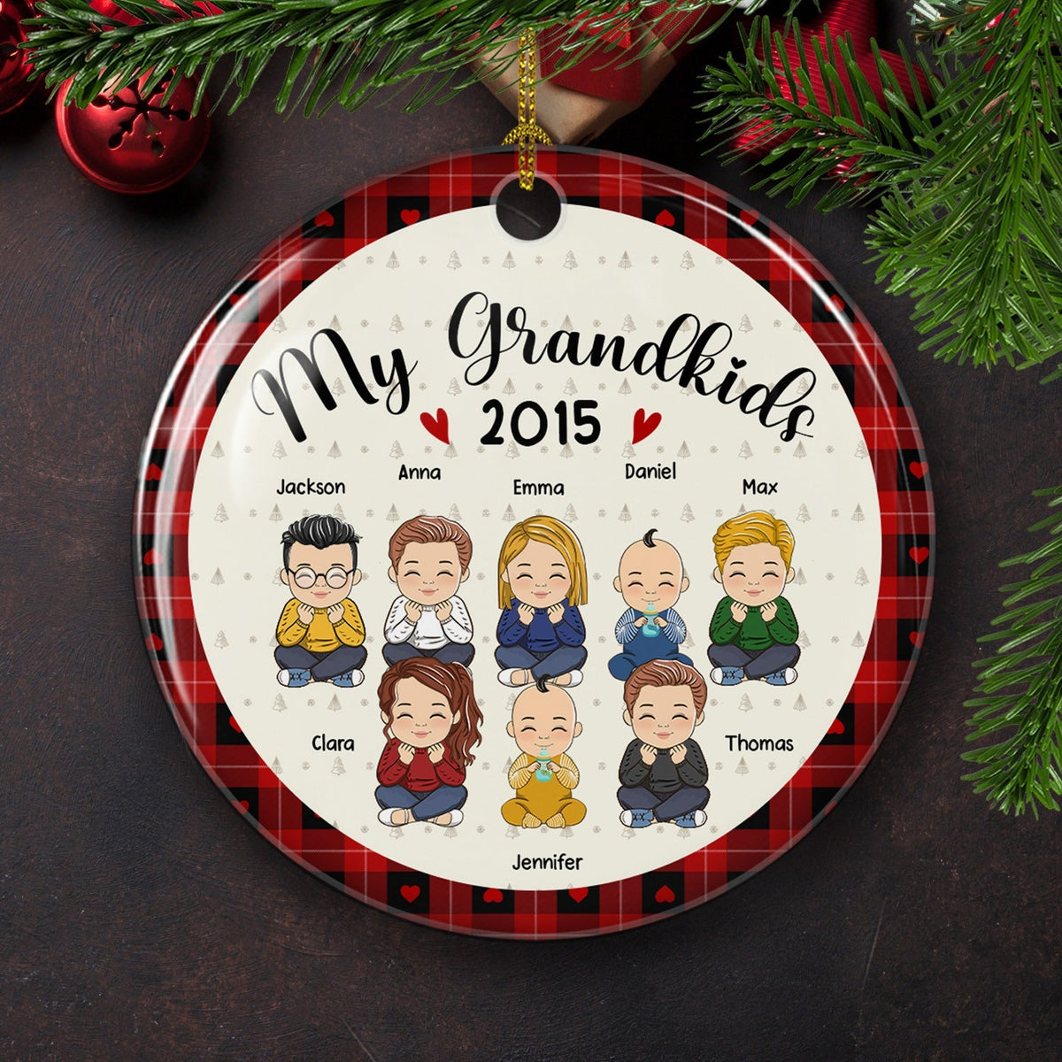 My Lovely Grandkids - Personalized Circle Ceramic Christmas Ornament