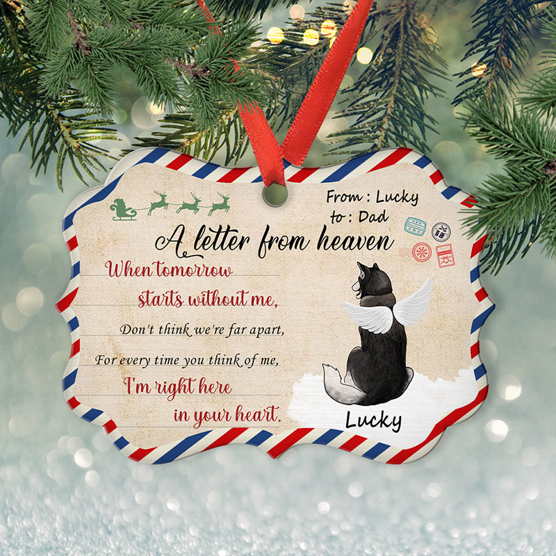 Custom Christmas Memorial Sympathy Gifts For Dogs, Cats • A Letter From Heaven - Personalized Aluminum Ornament