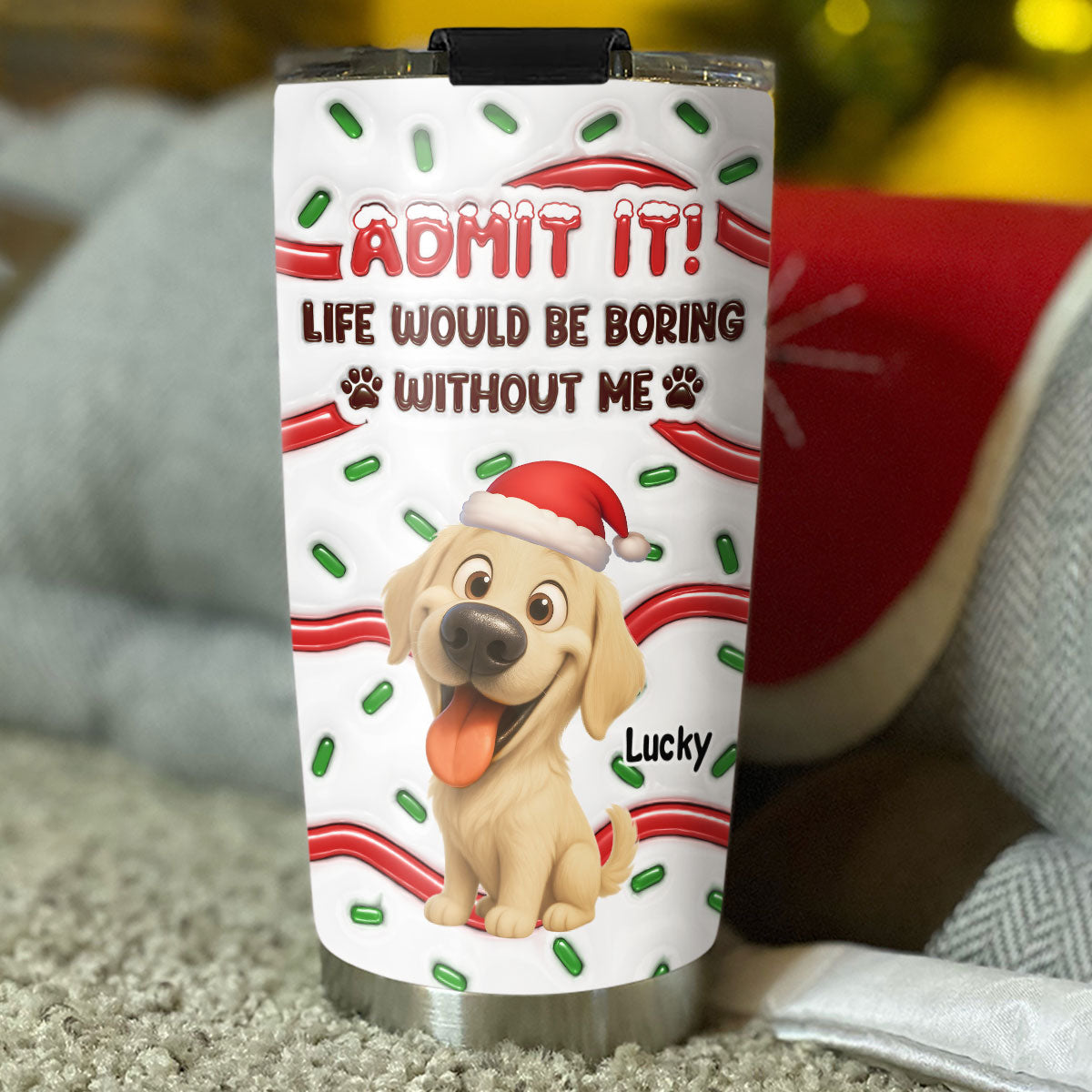 Custom Christmas Birthday Gifts For Dog Lovers • Admit It Cartoon - Personalized 3D Inflated Effect Tumbler