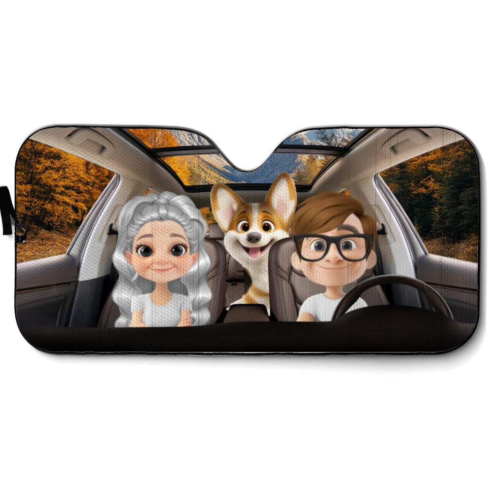 Custom Christmas Birthday Gifts Car Accessories for Dog Parents • Life Is Better With My Dog Couple - Personalized Car Sunshade