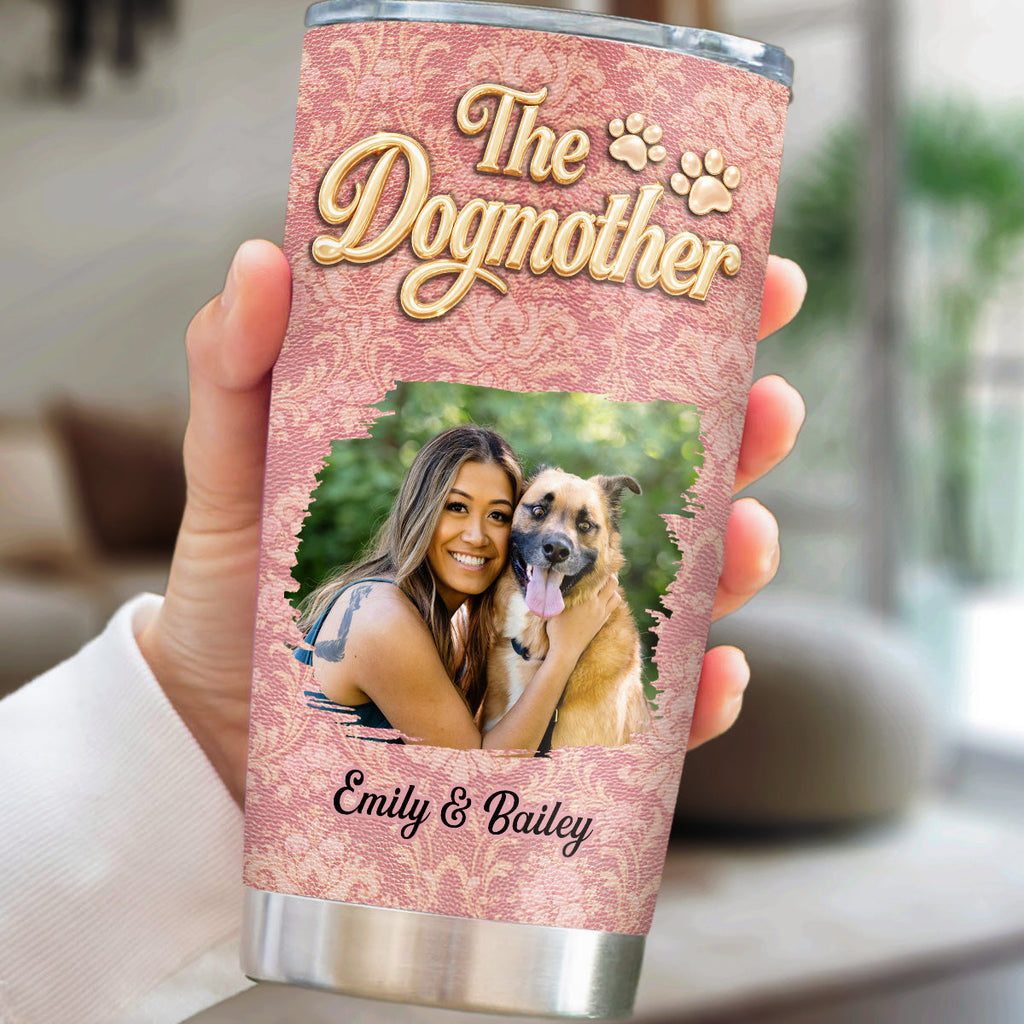 Custom Photo Christmas Birthday Gifts For Dog Mom, Dog Lovers • Dog Mother Of The Year Photo - Personalized 3D Effect Tumbler