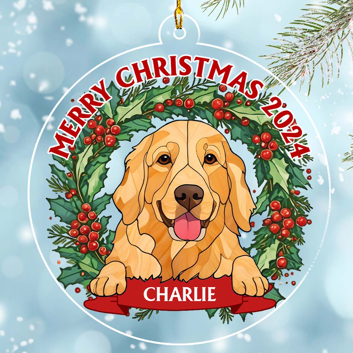Custom Christmas Decor Home Birthday Gifts For Dog Lovers • Joyful Christmas - Personalized Acrylic Ornament