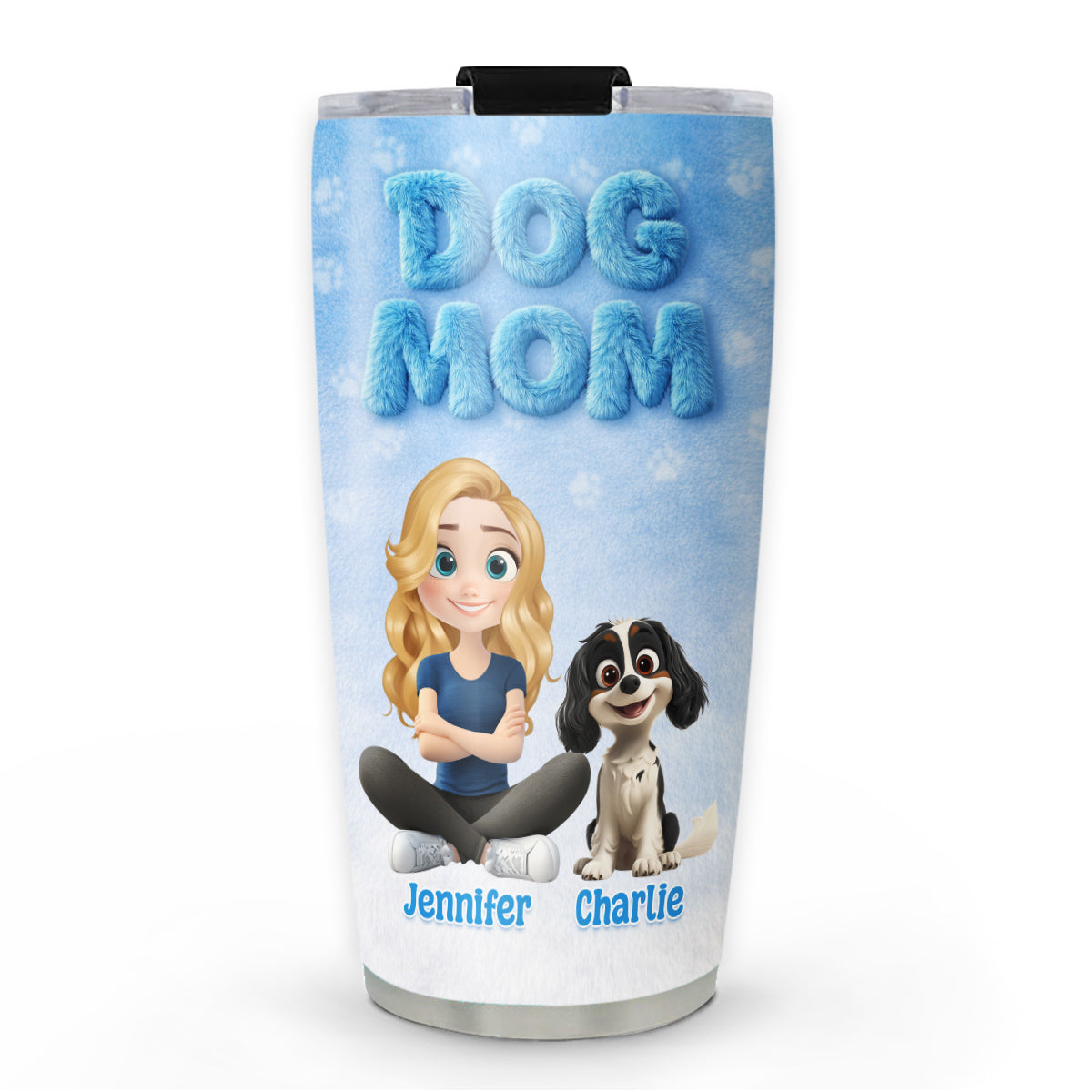 Custom Christmas Birthday Gifts For Dog Mom, Dog Lovers • Fur Mom Fur Dog - Personalized 3D Effect Tumbler